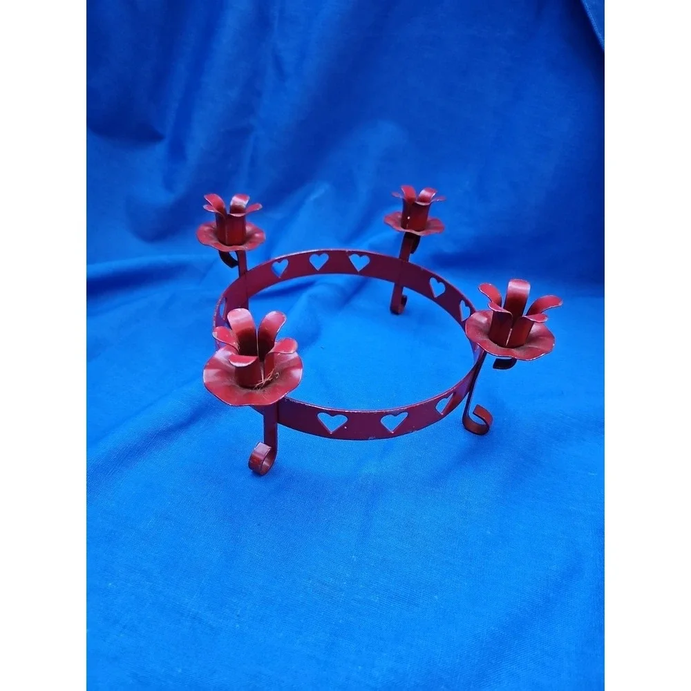 Vintage Taper Candle Holder‎ Primitive Cottagecore Romantic Ring Centerpiece